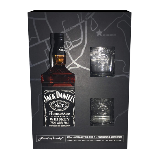 Imagen de JACK DANIELS 750ML+2VASOS